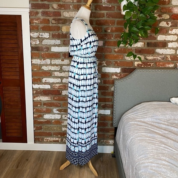 Joseph Ribkoff Vanilla Midnight Blue Tie Dye Sleeveless Maxi Dress Size 6 - Picture 5 of 11
